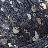 Королівська Паєтка 3мм + 6мм № 85 темно-сірий пайєтка срібло (Пряжа бавовна з паєтками), фото 2