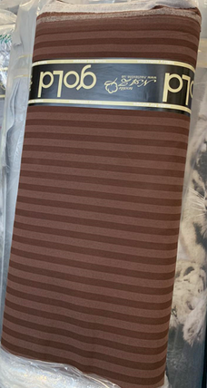 Темно коричнева в смужку тканина 220 см для постільної білизни Бязь Gold Lux, 50 м у рулоні, Пакистан, фото 2