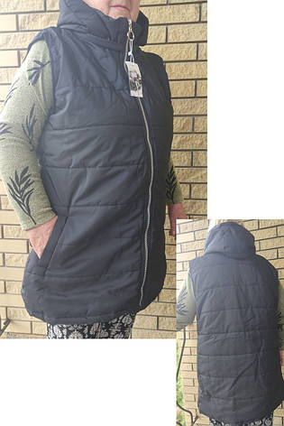 Жилетка жіноча подовжена демісезонна великих розмірів високої якості EXCLUSIVE, фото 1