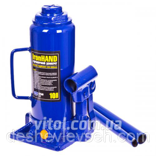Домкрат гідравлічний 10т (макс под'м 350мм) (ДБ-10002), (Vitol)