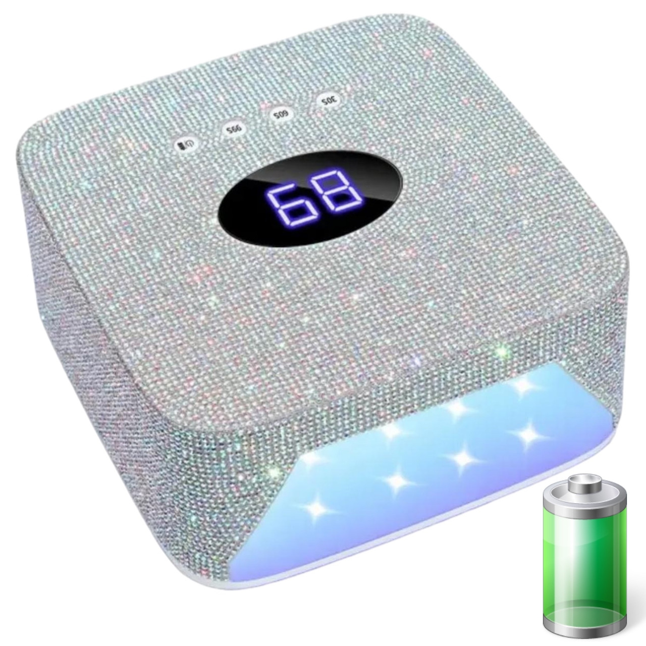 Бездротова UV/LED лампа S50kзі стразами, для манікюру та педикюру (на акумуляторі - 9600 mAh), 54 Вт., фото 1