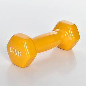 Гантель із вініловим покриттям, 1кг, жовтий, M0289-Y