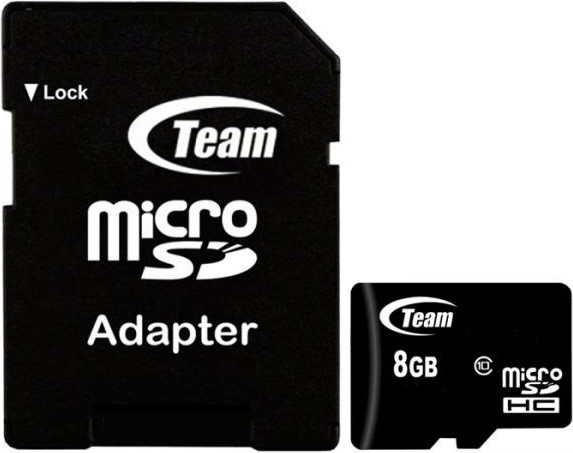 Картка пам'яті MicroSDHC 8GB Team class 10 + adapter SD (TUSDH8GCL1003)