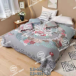 Плед Євро (Льон) "Квіточки" | 230х200 см - колір на вибір