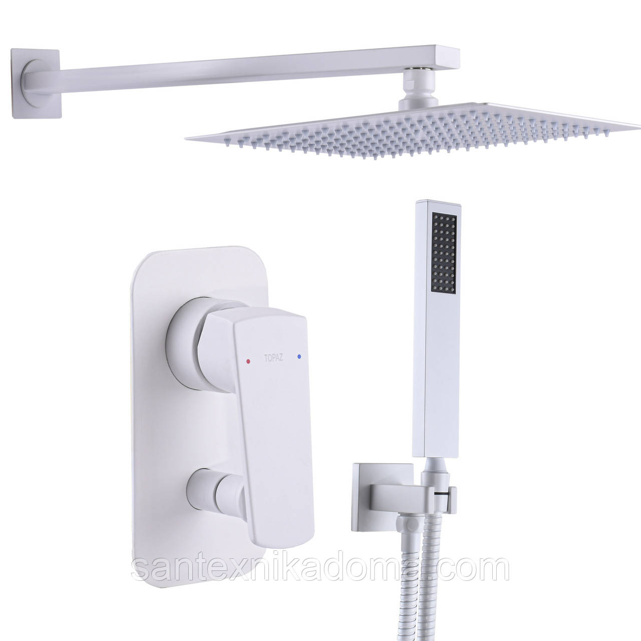 Душова система TOPAZLEXI TLG 21205-H57-W вбудована, лійка тропік 20*30см, змішувач без виливу латунь