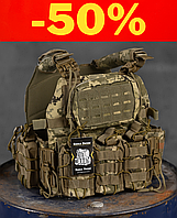 Тактическая плитоноска Single Sword пиксель ЗСУ быстрого сброса, Военная плитоноска Pixel 4 точки ВСУ