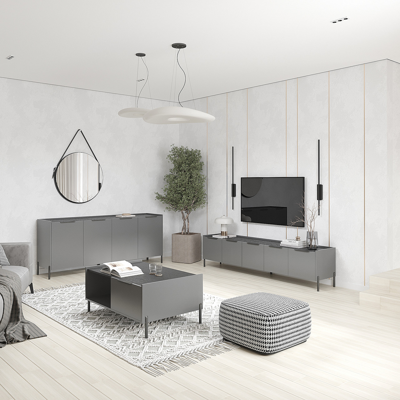 Комплект меблів Ларго з 3 позицій Антрацит / МОРСЬКЕ ДЕРЕВО КАРБОН, фото 1