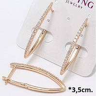 Довгі Сережки з камінням медзолото Розкіш