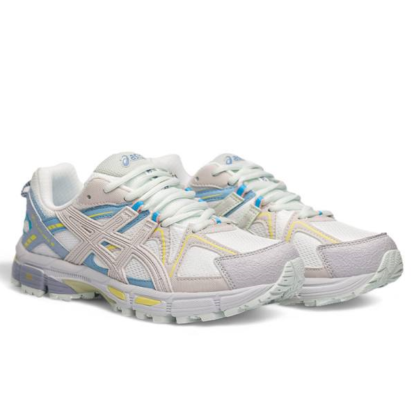 Жіночі кросівки Asics Gel-Kahana 8 white blue yellow Асикс Кахана яскраві світлі різнобарвні кольорові шкіра сітка
