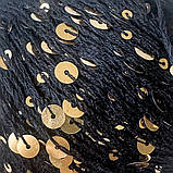 Королівська Паєтка 3мм + 6мм № 09 чорний паєтка золото (Пряжа бавовна з паєтками), фото 2