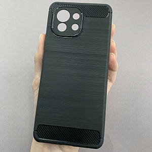 Чохол для Xiaomi Mi 11 чохол бампер карбон на телефон сяомі мі 11 чорний pls