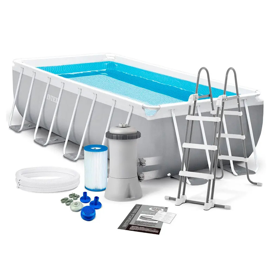 Каркасний прямокутний басейн сімейний 400 x 200 x 100 см Intex 26788 Prism Frame Pool зі сходами на 6836 л