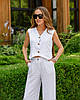 Жіночий брючний костюм, жилет та штани льон Білий, фото 6
