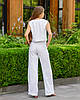 Жіночий брючний костюм, жилет та штани льон Білий, фото 3