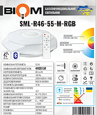 Світильник світлодіодний Biom SMART SML-R46-55-M-RGB 3000-6000K 55Вт с д/к муз. BT APP, фото 4