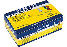 Кнопки-цвяшки Economix, 36шт, кольорові E41102