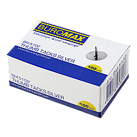 Кнопки нiкельовані 100шт. в карт.коробці, Buromax BM.5102