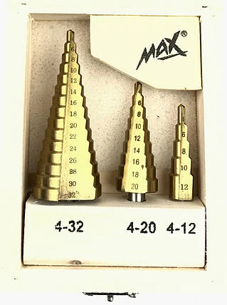 Набір східчастих свердел MAX від 4 до 32 мм ST-MX43, фото 1