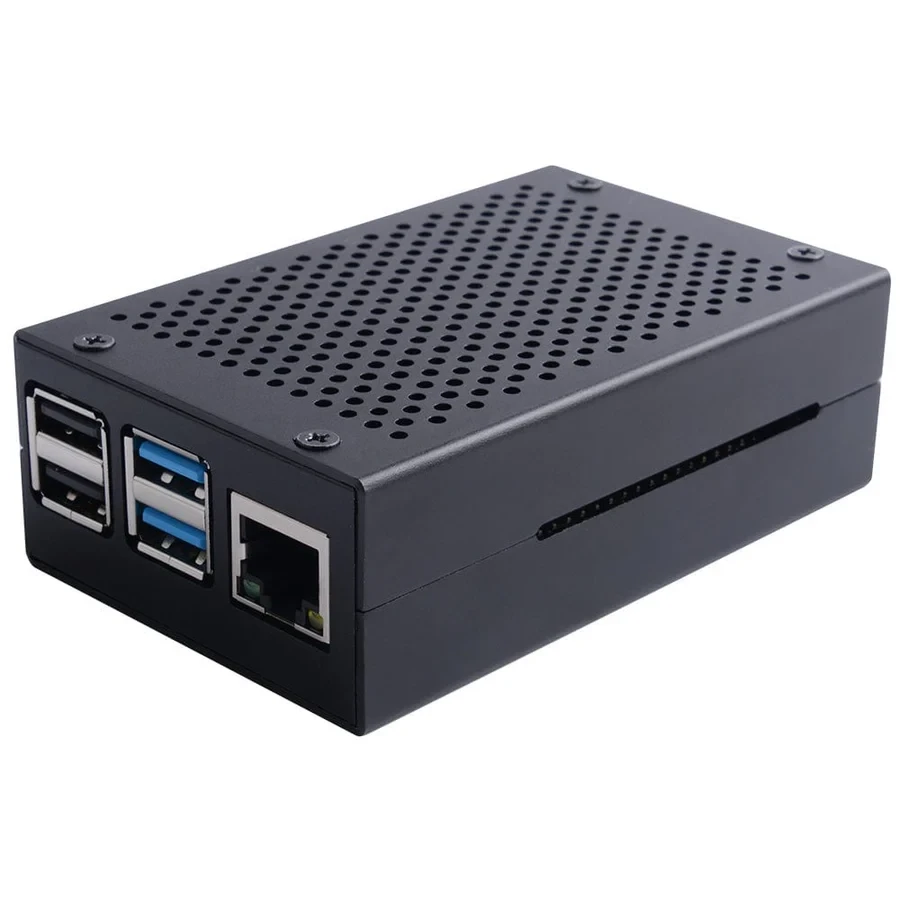 Корпус для Raspberry Pi 4 алюмінійовий з перфорацією чорний (102501)