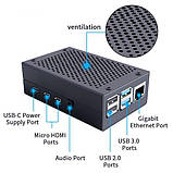 Корпус для Raspberry Pi 4 алюмінійовий з перфорацією чорний (102501), фото 3