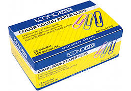 Скріпки круглі кольорові Economix 28мм 100шт E41003