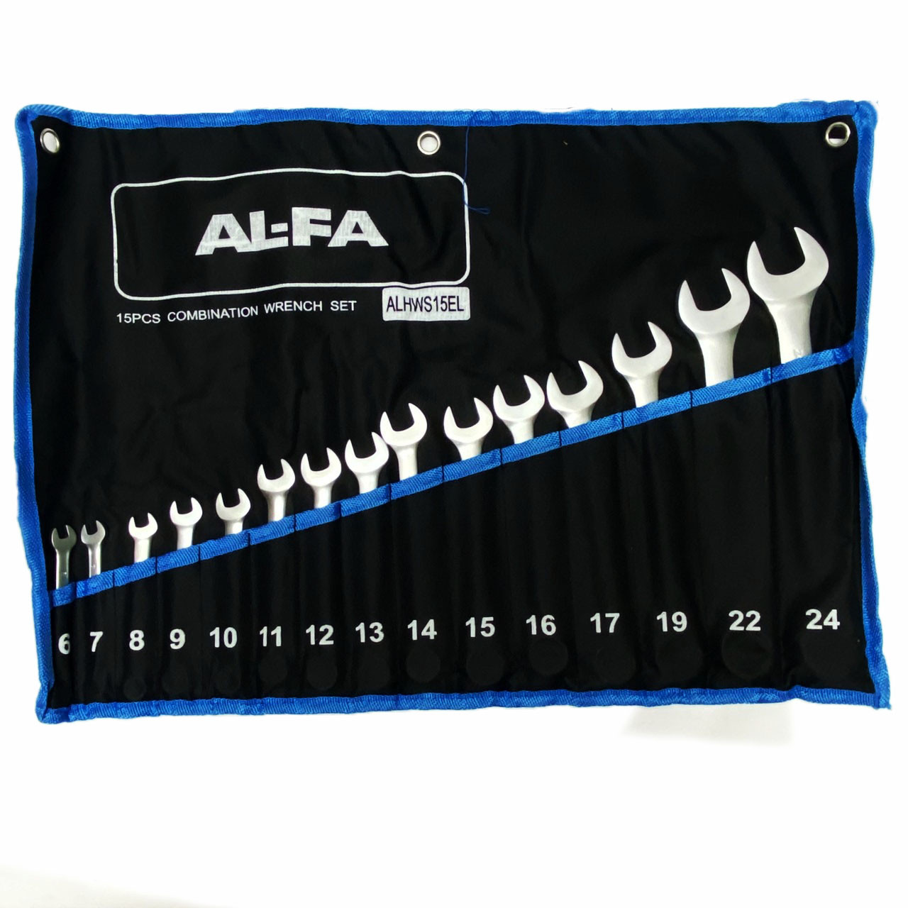Ключі ріжково-накидні AL-FA ALHWS15EL у наборі 15 ел, 6-24мм