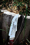 Ніж ручної роботи для полювання та риболовлі туристичний «Носоріг #7» зі шкіряними піхвами 95х18/58 HRC., фото 2