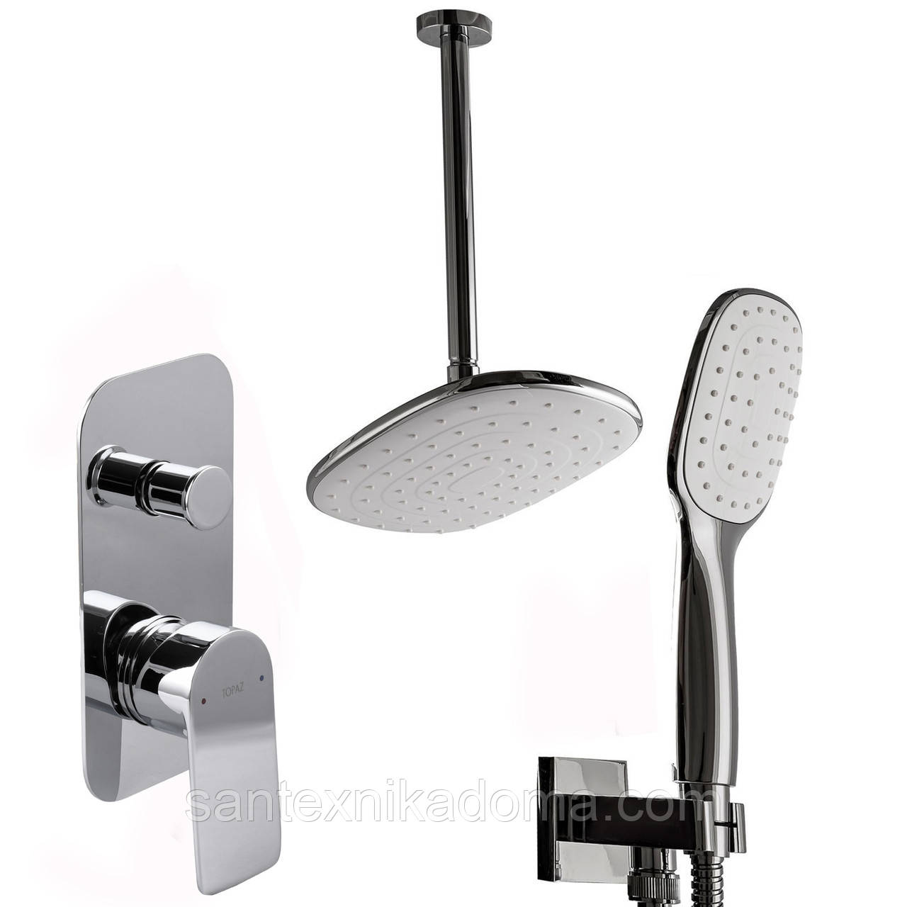 Душова система TOPAZ SARDINIA TSG 08205-V-H20 вбудована, лійка тропік  ø23.5 см, змішувач без виливу латунь