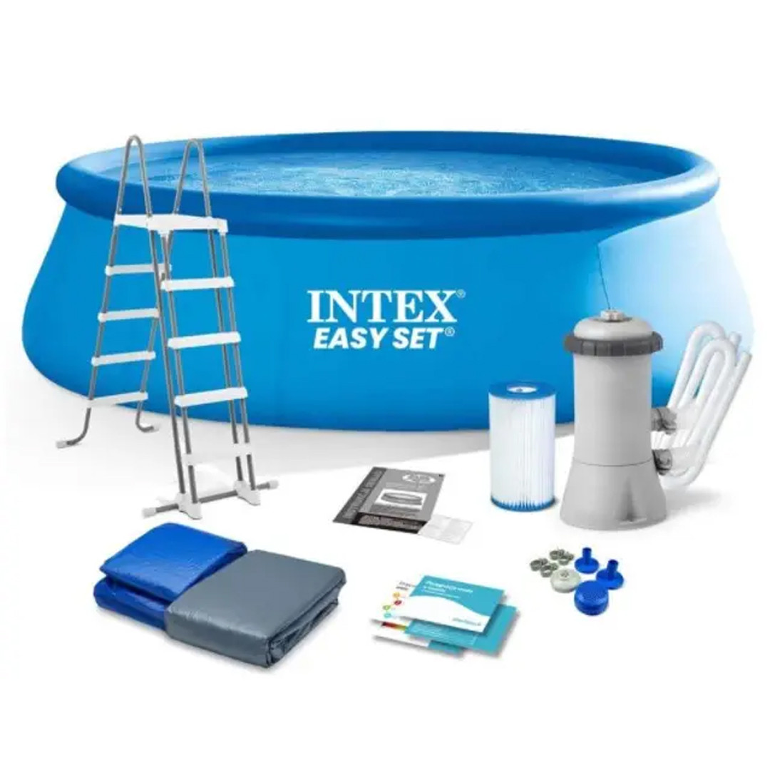 Надувний безкаркасний басейн Intex 26168 з повним набором 457 x 122 см на 14141 л блакитний