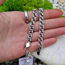 Чоловічий срібний браслет 925° проби 23 см * 7 мм "Дзеркальний бісмарк" з чорнінням, фото 2