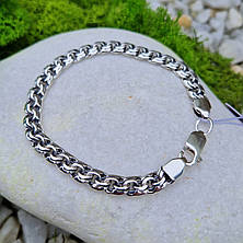 Чоловічий срібний браслет 925° проби 23 см * 7 мм "Дзеркальний бісмарк" з чорнінням, фото 3