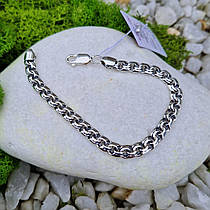 Чоловічий срібний браслет 925° проби 23 см * 7 мм "Дзеркальний бісмарк" з чорнінням, фото 4