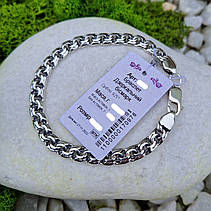 Чоловічий срібний браслет 925° проби 23 см * 7 мм "Дзеркальний бісмарк" з чорнінням, фото 5