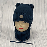 М 90026 Комплект для хлопчика:  шапка з вушками  на флісі "HELLO BEAR"  і хомут,  1-5 років, різні кольори, фото 5