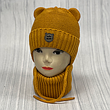 М 90026 Комплект для хлопчика:  шапка з вушками  на флісі "HELLO BEAR"  і хомут,  1-5 років, різні кольори, фото 7