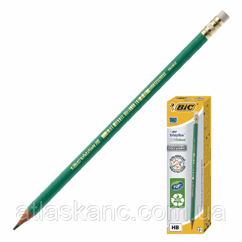 Олівець графітний BiC Evolution НВ чорний з гумкою 880332