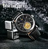 Чоловічий механічний годинник з автопідзаводом Winner 8271 Silver-Black годинник знаки зодіаку, фото 7