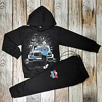 Зріст 140 Дитячий весняний спортивний костюм А4 (худі + штани) на хлопчика Влад світиться у темряві Чорний