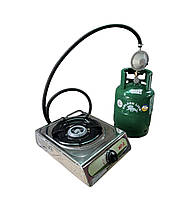 Газова плита однокомфорна Мрія + Балон газовий Rudyy 12л + редуктор зі шлангом + пальник на балон у подарунок, фото 2