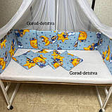 Захист 12 подушок бортики бампер на 4 сторони в дитяче ліжечко 120*60 см на зав'язочках висота 30 см, фото 5