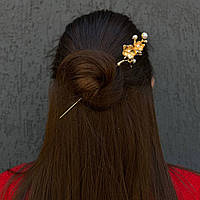 Металева шпилька для волосся "Перлинні бутони"