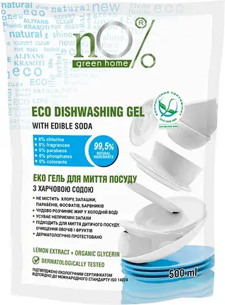 NO% green home ЕКО DUO-PACKГель для миття посуду з харчовою содою 500мл (6191), фото 1