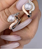 Срібні сережки з натур. перлами і золотом 0028.10, фото 3