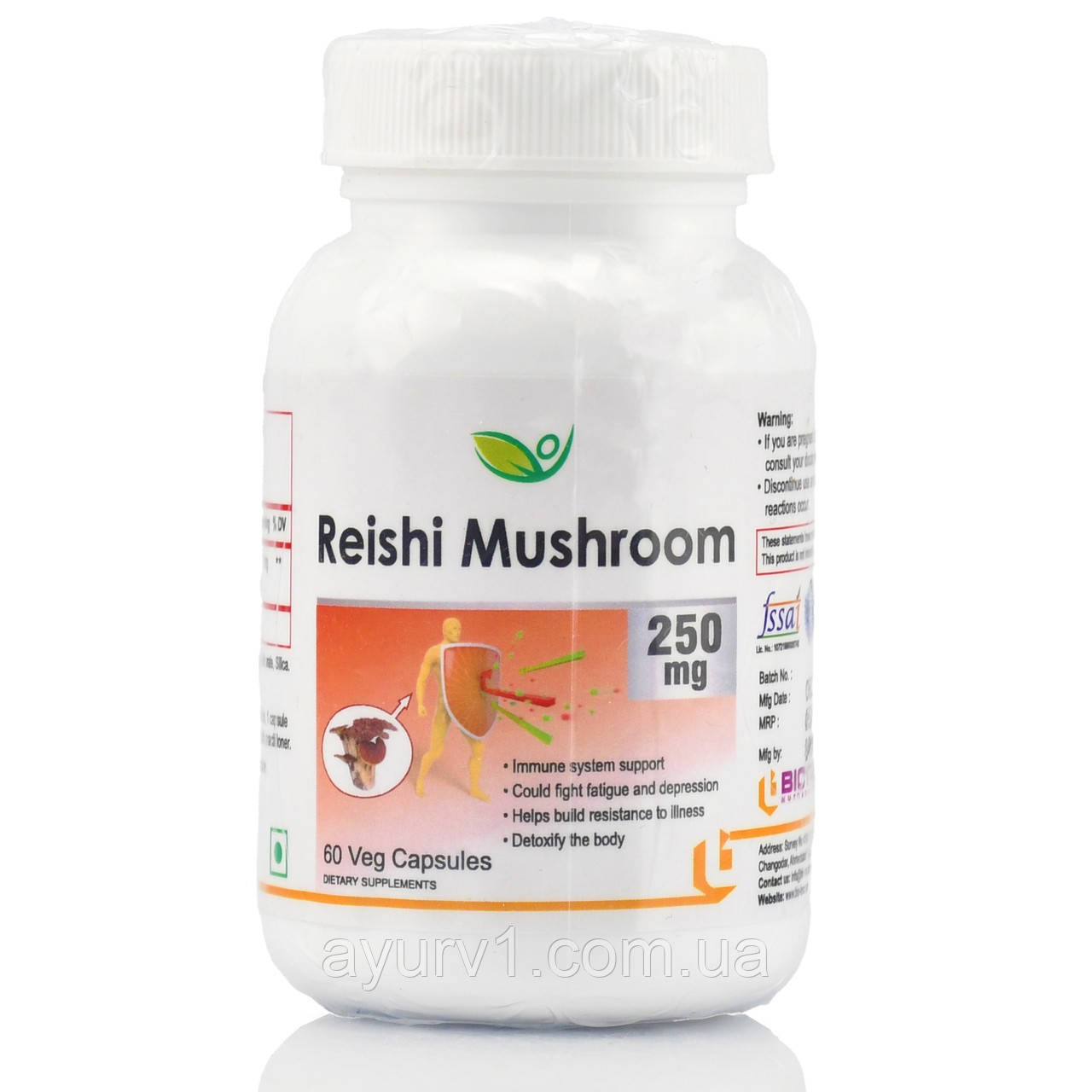 Гриб Ліньчжі або Гриб Рейші (Reishi Mushroom) Biotrex 60 veg.capsules