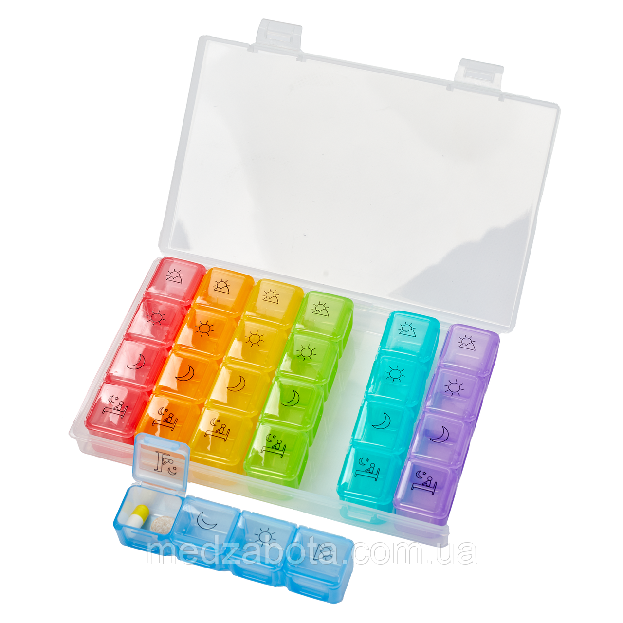 Органайзер для пігулок 28 ячеєк (4*7), фото 1