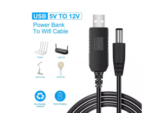 Кабель живлення для роутерів від павербанку USB-A to DC на 12v 5.5 х 2.1 mm, фото 3