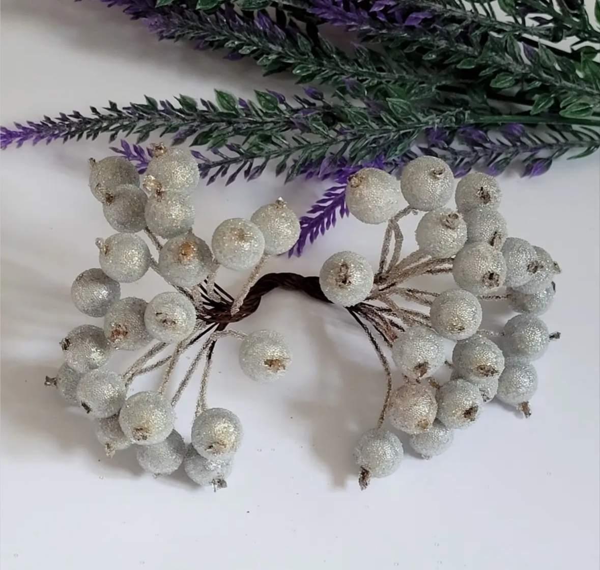 Букет калина в цукрі. Колір срібний, фото 1