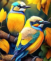 Алмазна мозаїка Два птаха 25*35см круглі камені за номерами (Розмір полотна 30 *40 см)