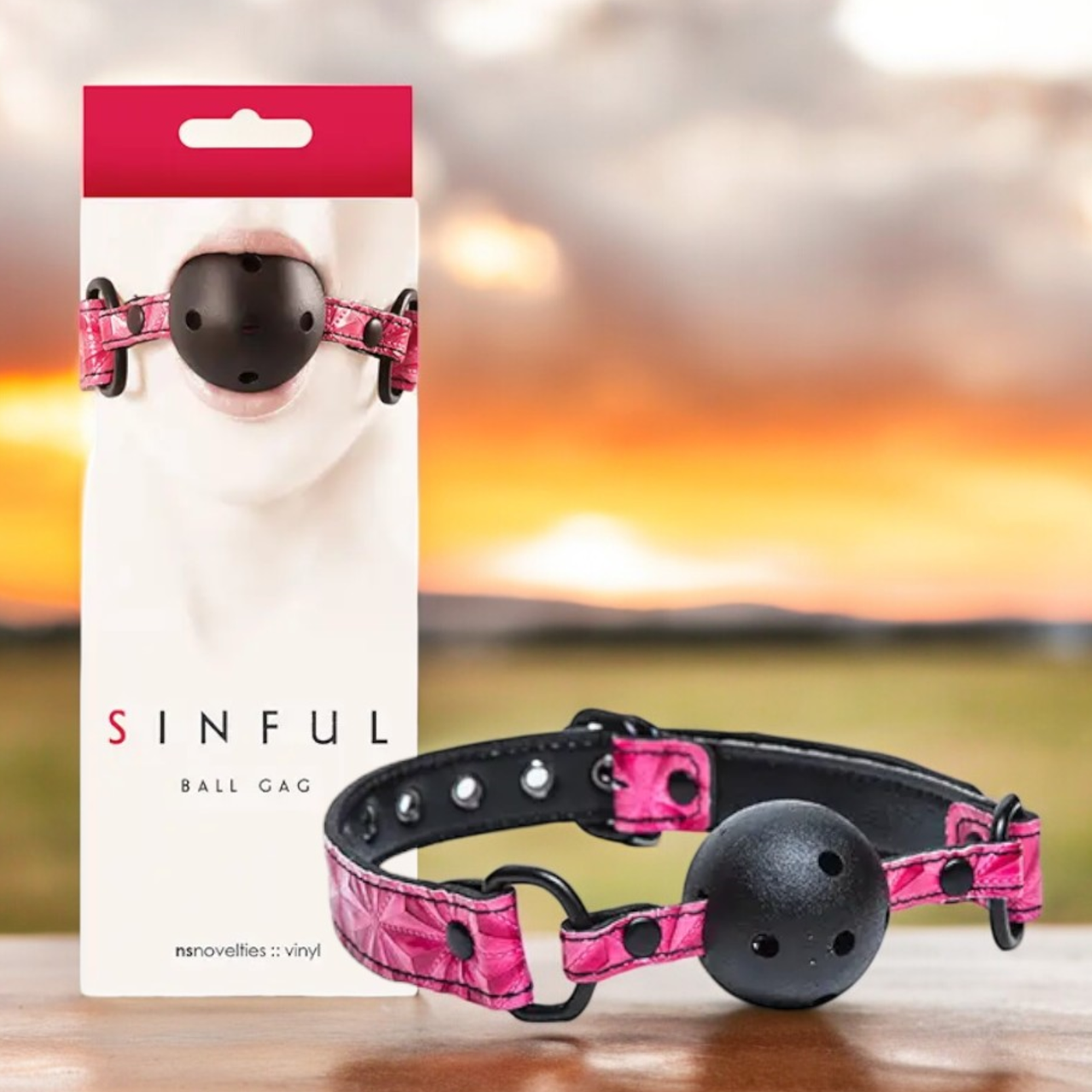 Капелюх рожевий із чорним "Sinful Ball Gag Pink" NS Novelties