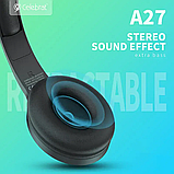 Бездротові Bluetooth навушники Celebrat A27 з мікрофоном та підтримкою картки пам'яті (Чорний), фото 4